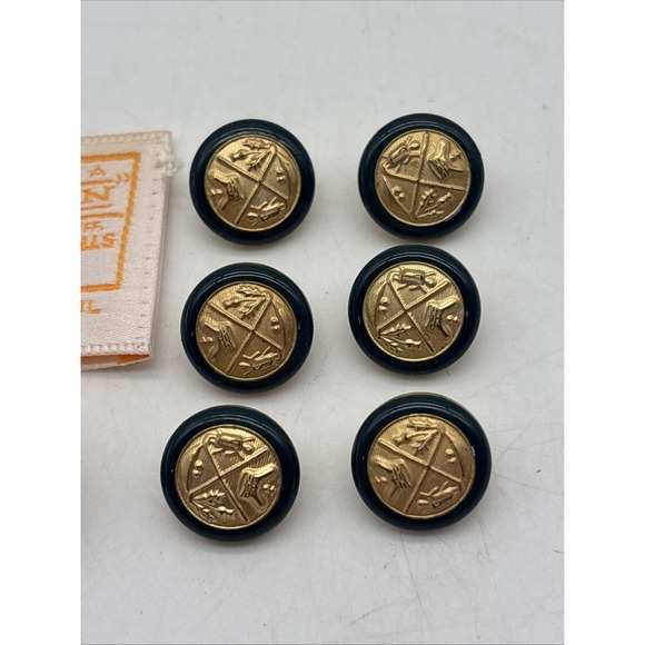 Vintage Pendleton Dark Green Gold Brass Buttons From Ladies Blazer Jacket X8 - Picture 3 of 10